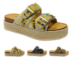 Platform Beaded Buckle Strap Flat Sandals - Sandals - British D'sire
