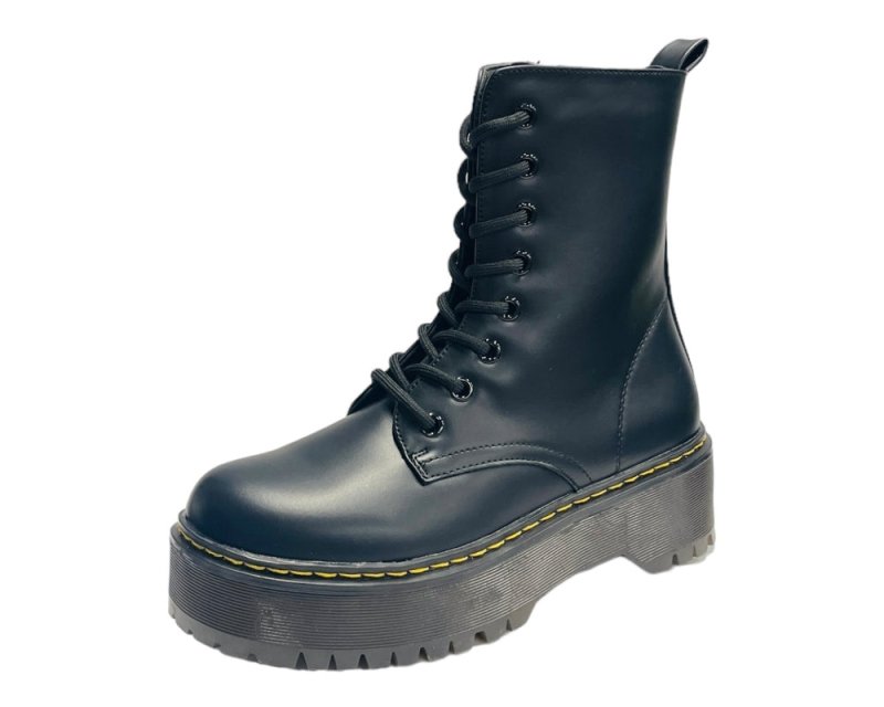 Platform Faux Leather Ankle Boots - Boots - British D'sire