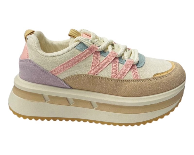 Platform Faux Leather Lace Up Trainers - Trainers - British D'sire