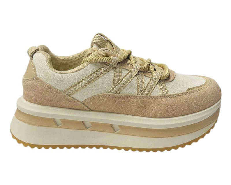 Platform Faux Leather Lace Up Trainers - Trainers - British D'sire