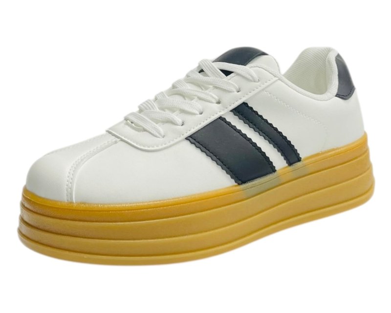 Platform Faux Leather Lace Up Trainers - Trainers - British D'sire