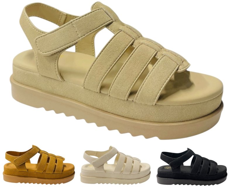 Platform Padded Strappy Sandals - Sandals - British D'sire