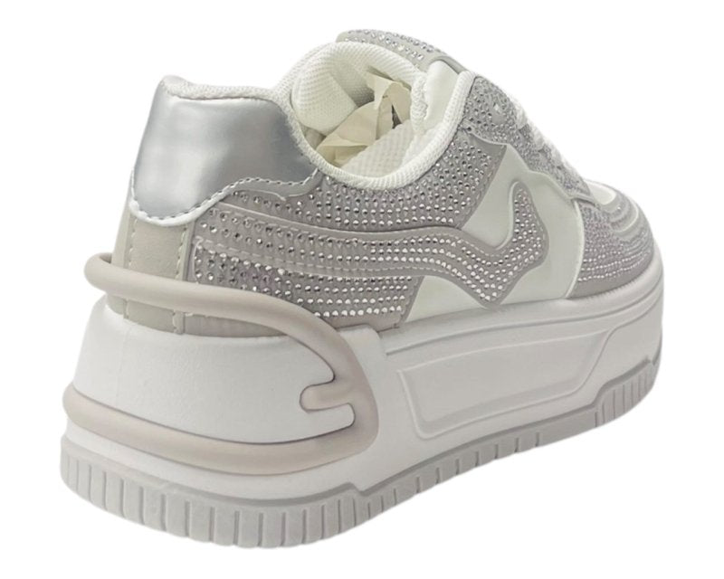 Platform Rhinestone Lace Up Trainers - Trainers - British D'sire