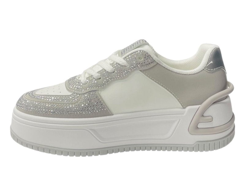 Platform Rhinestone Lace Up Trainers - Trainers - British D'sire