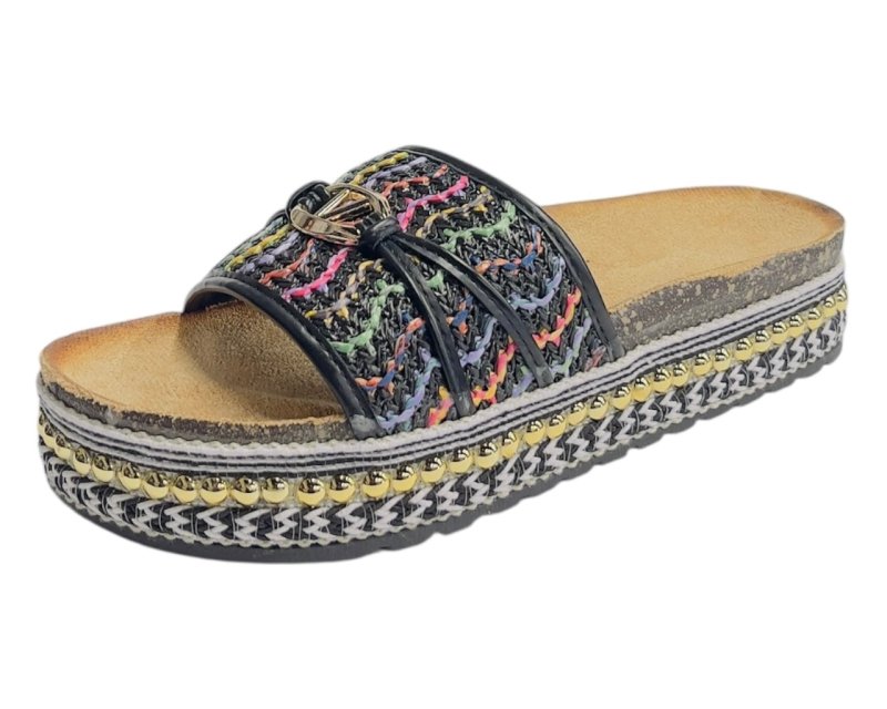 Platform Wide Strap Mules Sandals - Slider - British D'sire