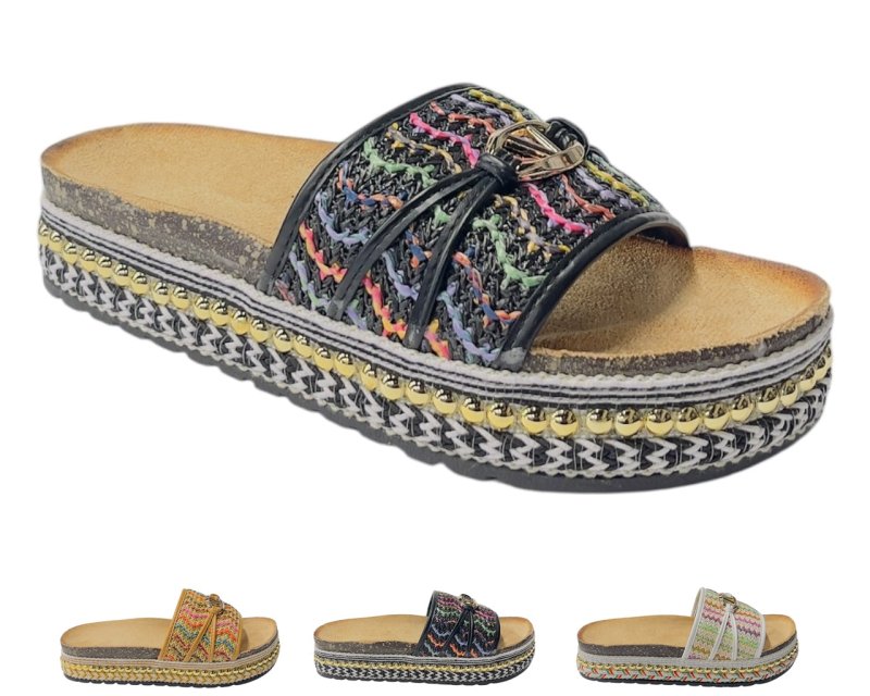 Platform Wide Strap Mules Sandals - Slider - British D'sire Main image