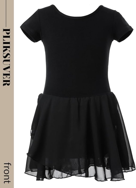 PLIKSUVER Girls Ballet Dress Short Sleeve Ballet Outfit Gymnastics Dance Leotard with Chiffon Skirt - Women's Dresses - British D'sire