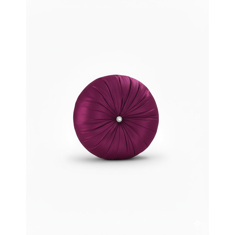 Round Diamante Cushion Sparkly Crystal Embellished Glam Filled Cushion - Plum Main image