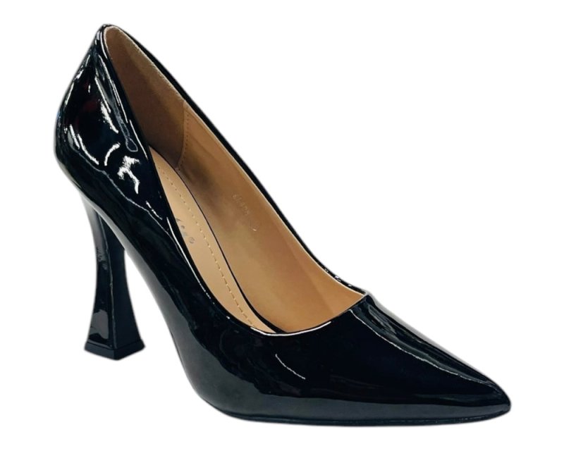 Pointed Toe Faux Patent Court Shoes - Court Shoes - British D'sire