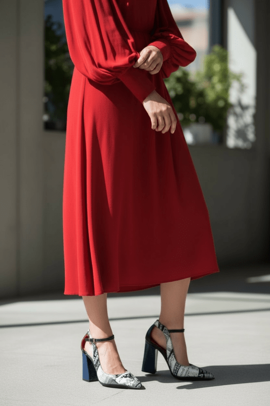 Pointure - Black Newsprint - Navy - Heel Shoe - British D'sire