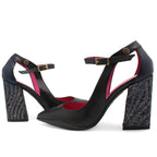 Pointure - Black/Grey Glitter high heel bar shoe - Heel Shoe - British D'sire