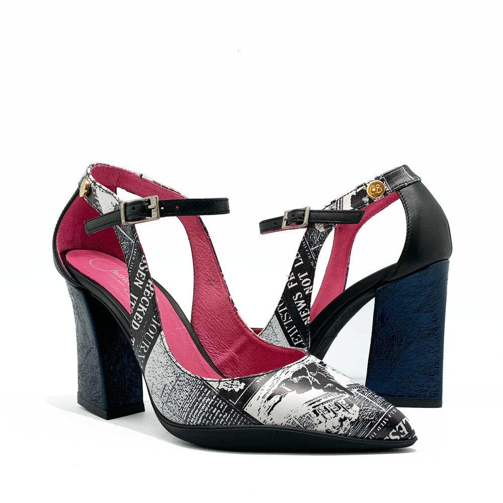 Pointure - Black Newsprint- Navy - Chanii B