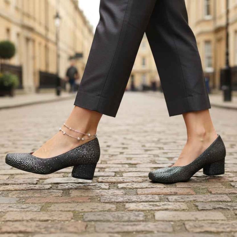 Polo - Grey Stingray Low heel shoe - Low Heel - British D'sire