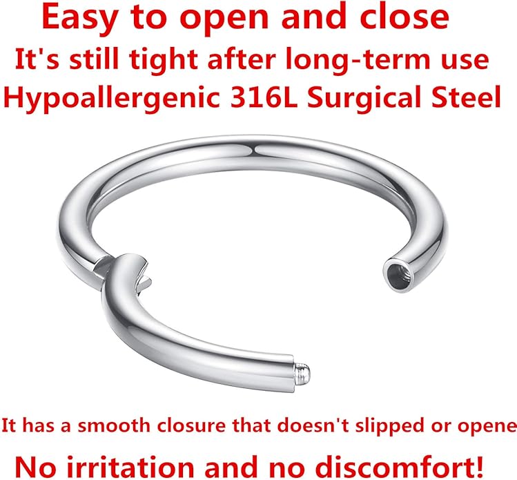 PopuHoops 316L Steel Hinged Body Piercing Hoops – 5–16 mm Secondary image