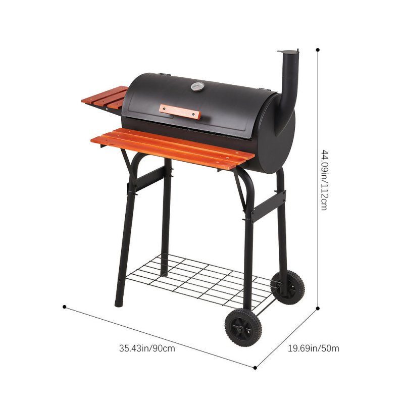 Portable Barrel Charcoal BBQ Grill Smoker with Side Shelves - BBQ Grill - British D'sire