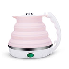 Portable Folding Silicone Intelligent Constant Temperature Travel Camping Electric Kettle, Power cord specification:EU Plug(Pink) - British D'sire