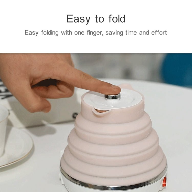 Portable Folding Silicone Intelligent Constant Temperature Travel Camping Electric Kettle, Power cord specification:EU Plug(White) - British D'sire