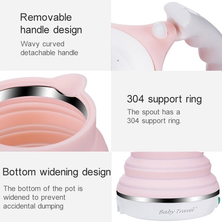 Portable Folding Silicone Intelligent Constant Temperature Travel Camping Electric Kettle, Power cord specification:US Plug(Blue) - British D'sire