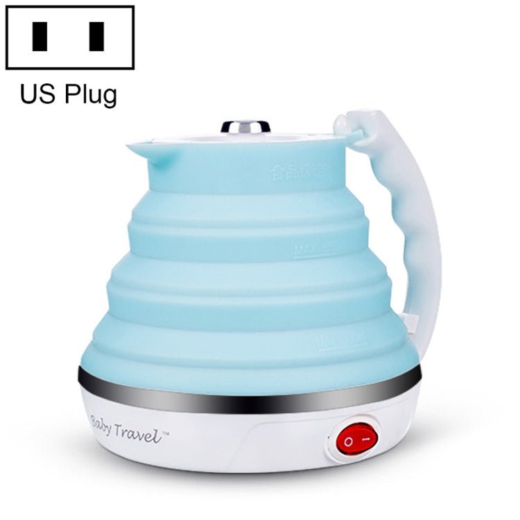 Portable Folding Silicone Intelligent Constant Temperature Travel Camping Electric Kettle, Power cord specification:US Plug(Blue) - British D'sire