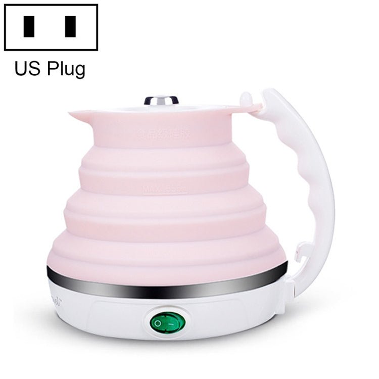Portable Folding Silicone Intelligent Constant Temperature Travel Camping Electric Kettle, Power cord specification:US Plug(Pink) - British D'sire