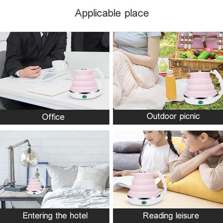 Portable Folding Silicone Intelligent Constant Temperature Travel Camping Electric Kettle, Power cord specification:US Plug(White) - British D'sire