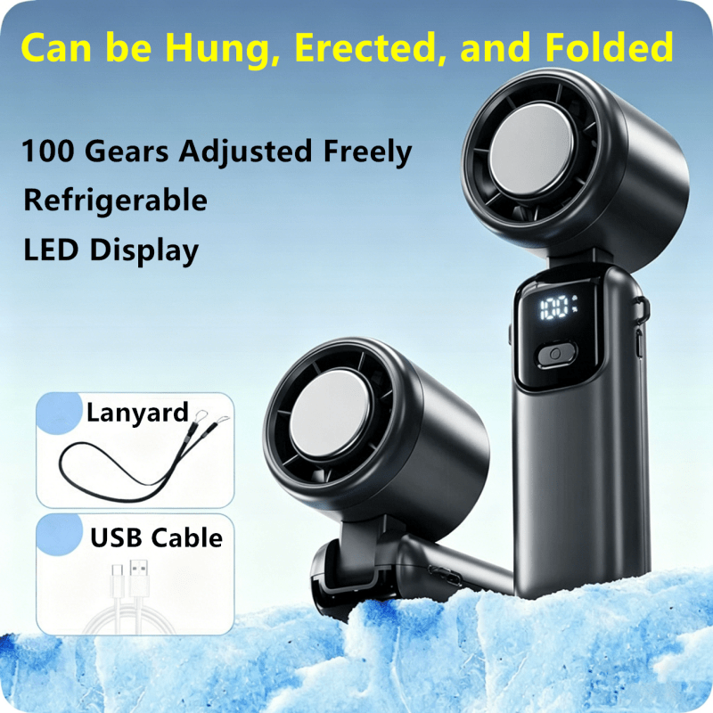 Portable Handheld Mini Turbo Fan In/Outdoor USB Rechargeable Ice Cooling Fans w/LED Display Fan (US Logistics For USPS/DHL/Fedex/UPS. No designated logistics accepted，TK/TMEU only For self-pickup） - British D'sire