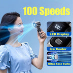 Portable Handheld Mini Turbo Fan In/Outdoor USB Rechargeable Ice Cooling Fans w/LED Display Fan (US Logistics For USPS/DHL/Fedex/UPS. No designated logistics accepted，TK/TMEU only For self-pickup） - British D'sire