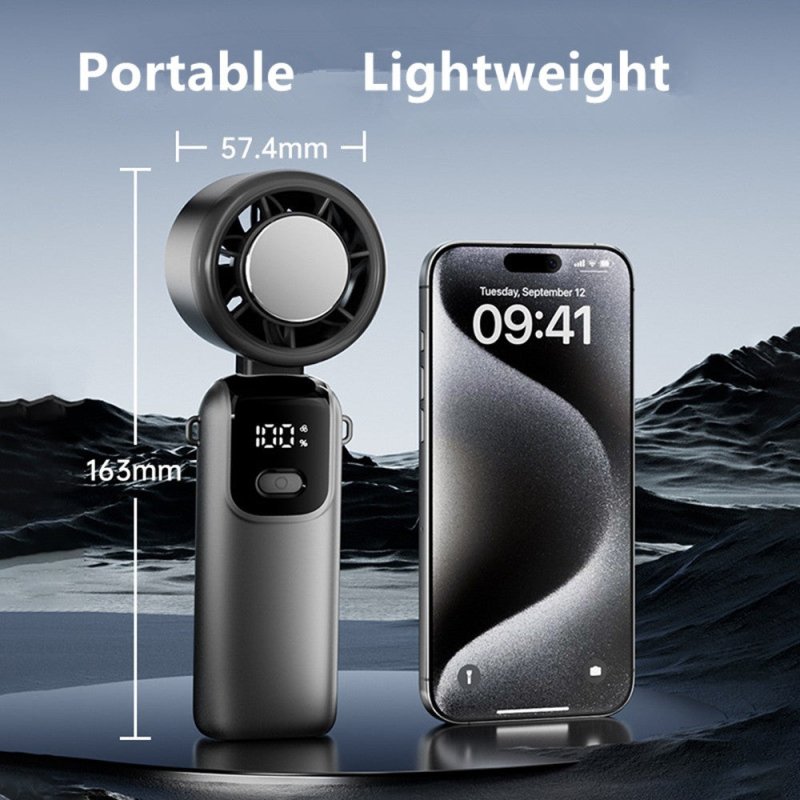 Portable Handheld Mini Turbo Fan In/Outdoor USB Rechargeable Ice Cooling Fans w/LED Display Fan (US Logistics For USPS/DHL/Fedex/UPS. No designated logistics accepted，TK/TMEU only For self-pickup） - British D'sire