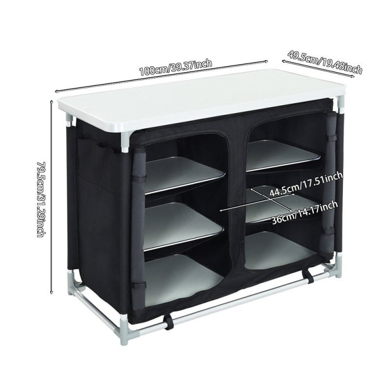 Portable Kitchen Table Folding Camping Outdoor BBQ Picnic Storage Shelves Stand - Camping Kitchen - British D'sire
