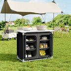 Portable Kitchen Table Folding Camping Outdoor BBQ Picnic Storage Shelves Stand - Camping Kitchen - British D'sire