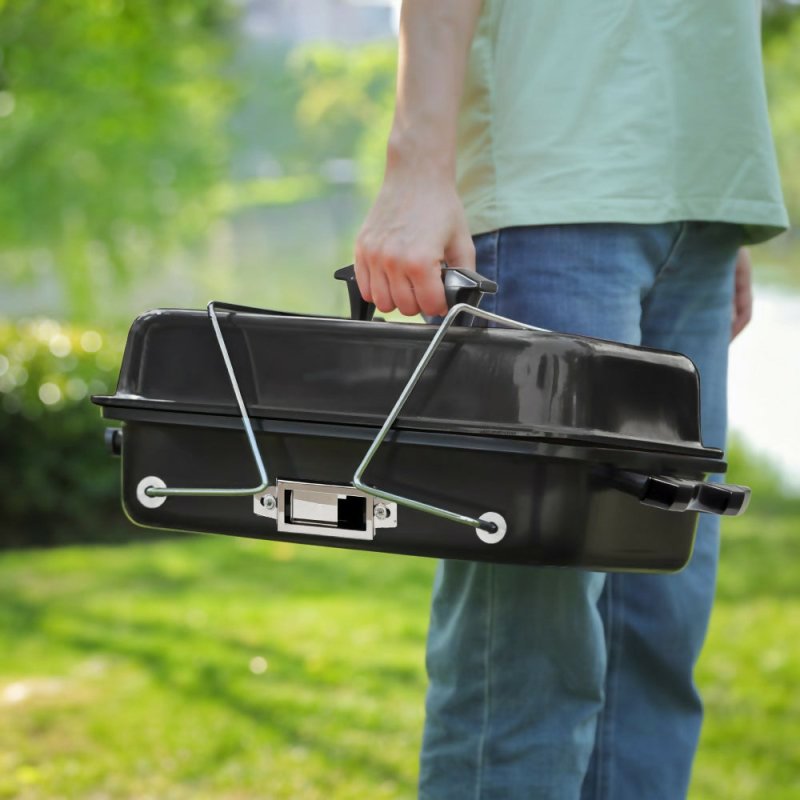 Portable Tabletop BBQ Grill Smoker with Lid Secondary image