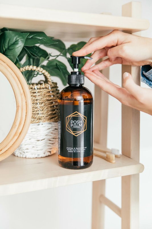 Posh Palm Sandalwood & Jasmine Hand Sanitizer Gel Pump Bottle 500ml - Sanitizers & Mouth Wash - British D'sire