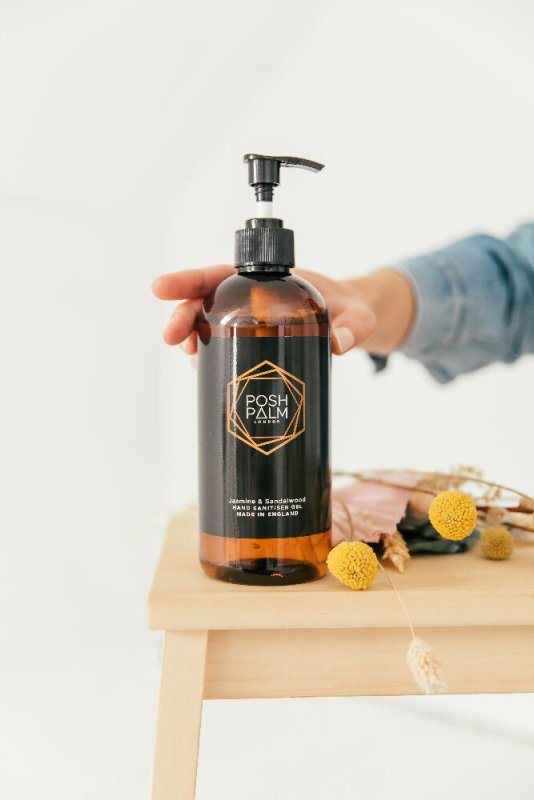Posh Palm Sandalwood & Jasmine Hand Sanitizer Gel Pump Bottle 500ml - Sanitizers & Mouth Wash - British D'sire