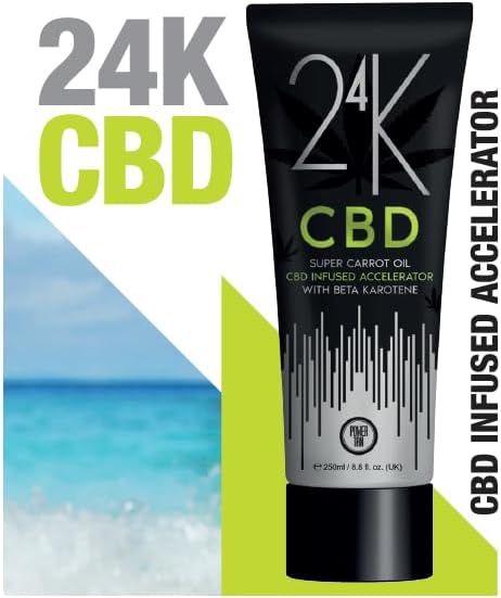 Power Tan 24K CBD Super Carrot Oil CBD Infused UV Sunbed Tanning Accelerator Lotion Cream 250ml - British D'sire