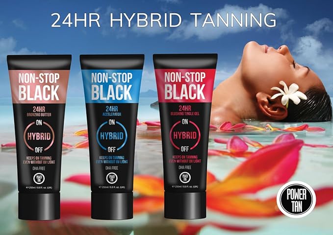 Power Tan Non-Stop Black Tingle Gelee (DHA Free) Hybrid UV Sunbed Tanning Accelerator Lotion 250ml - British D'sire