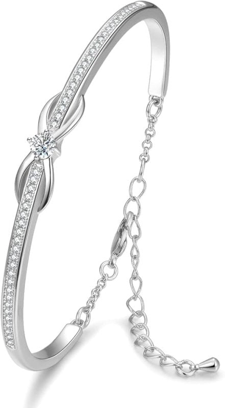 Infinity – Bracelet 18K White Rose Gold Plated with 5A Cubic Zirconia for Women (17.5cm+3cm Adjustable) – Perfect Gift for Mother's Day, Valentine's Day, and Special Ocassions. Secondary image