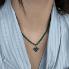 Premium INS style S925 pure silver necklace for women's Lucky clover zircon bead Design exquisite fashion necklace - Necklaces & Pendants - British D'sire