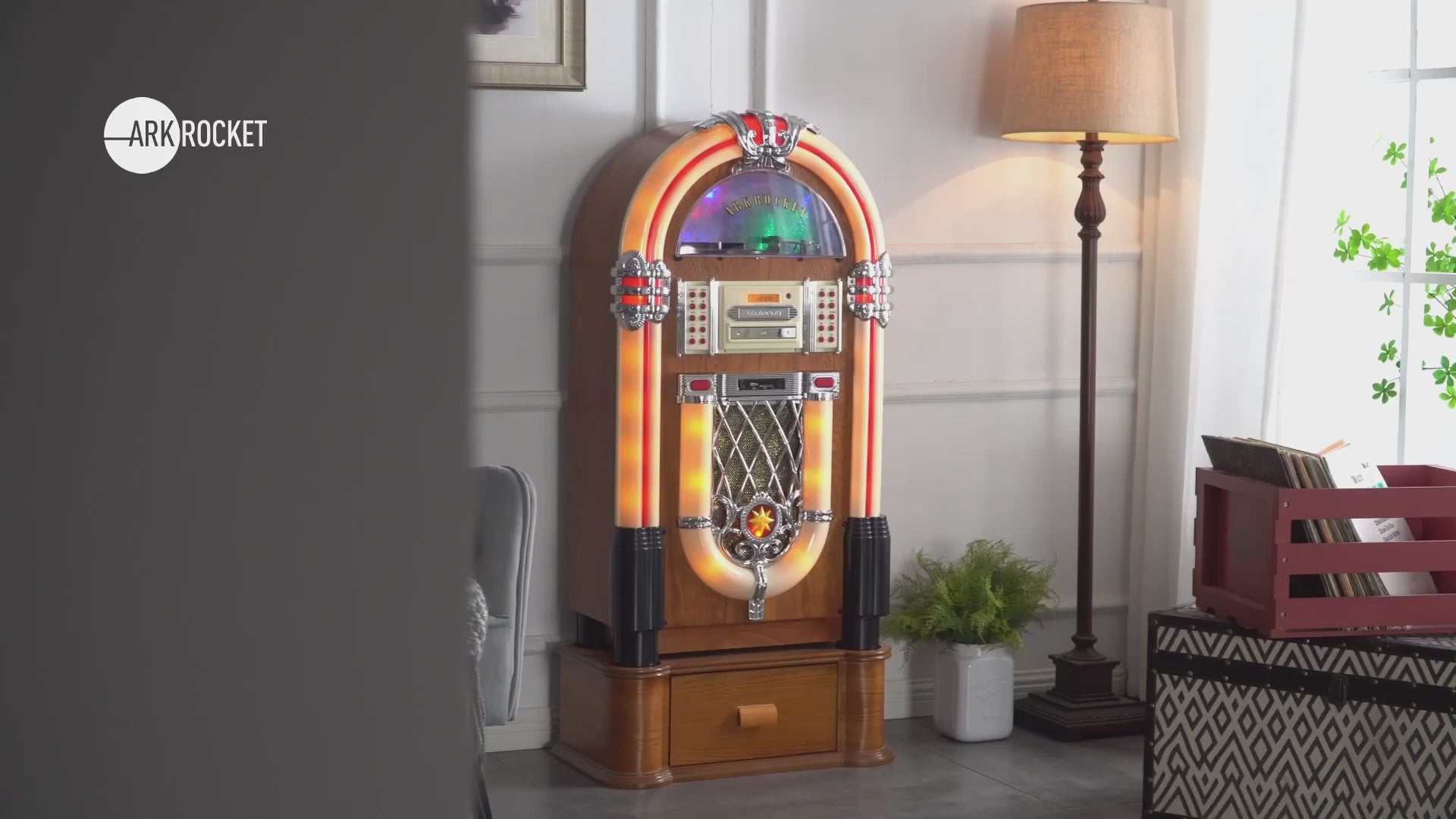 Taurus classic mid-size jukebox vinyl record player by Arkrocket | Comes with FM radio, Aux input, USB port and bluetooth Main image