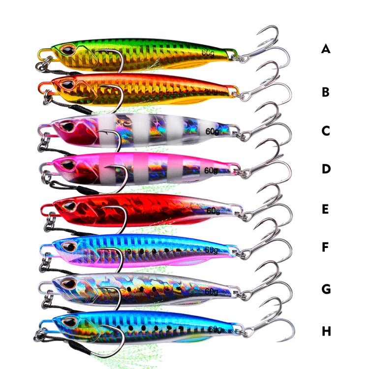 PROBEROS LF103 Simulation Metal Sea Fishing Bait, Specification: 60g(F With Hook) - British D'sire
