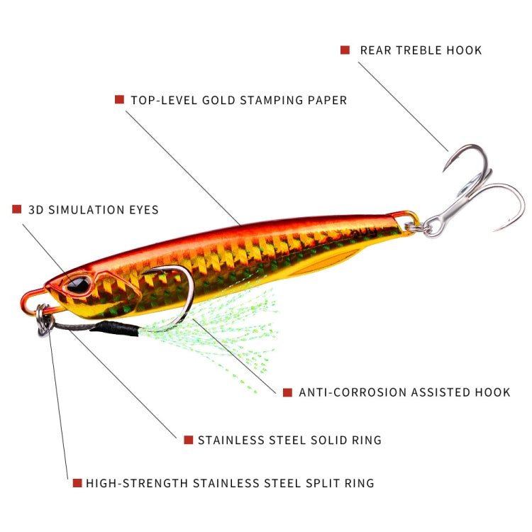 PROBEROS LF103 Simulation Metal Sea Fishing Bait, Specification: 60g(F With Hook) - British D'sire