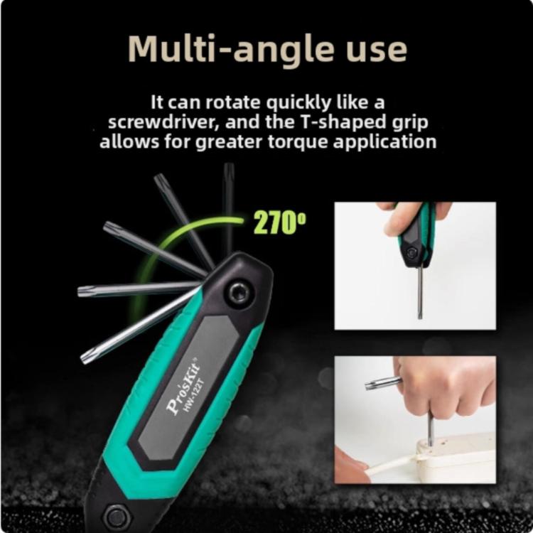 ProsKit HW-122T Folding Star Wrench Set Portable Hex Key Screwdriver Kit - British D'sire