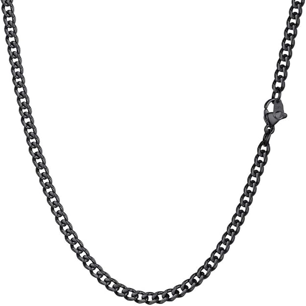 PROSTEEL Men Sturdy Cuban Chain Necklace, 3/6/9/12mm, 14" 18" 20 Length Stainless Steel Gold Plated/316L Stainless Steel/Black (Send Box) - Unisex Jewellery - British D'sire