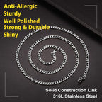 PROSTEEL Men Sturdy Cuban Chain Necklace, 3/6/9/12mm, 14" 18" 20 Length Stainless Steel Gold Plated/316L Stainless Steel/Black (Send Box) - Unisex Jewellery - British D'sire