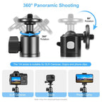 PULUZ 1/4 inch Inner Screw Metal Tripod Ball Head Adapter with Knob Lock(Black) - British D'sire