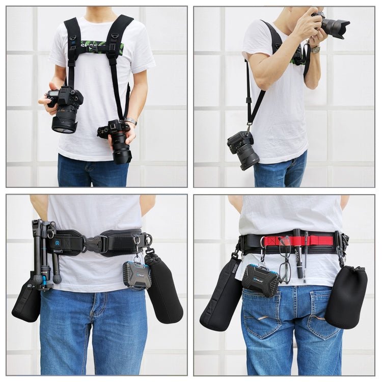 PULUZ 2 in 1 Multi-functional Bundle Waistband Strap + Double Shoulders Strap Kits with Hook for SLR / DSLR Cameras - British D'sire
