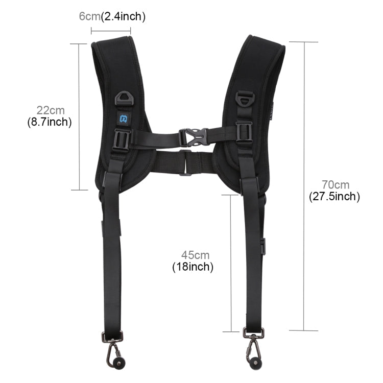 PULUZ 2 in 1 Multi-functional Bundle Waistband Strap + Double Shoulders Strap Kits with Hook for SLR / DSLR Cameras - British D'sire