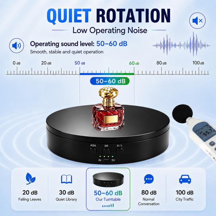 PULUZ 20cm Electric 360 Degree Rotating Display Stand Turntable, Speed / Angle / Direction Adjustable, Load 5-10kg (Black) - British D'sire