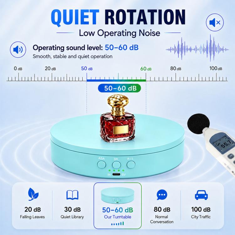 PULUZ 20cm Electric 360 Degree Rotating Display Stand Turntable, Speed / Angle / Direction Adjustable, Load 5-10kg (Blue) - British D'sire