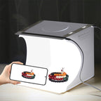 PULUZ 20cm Include 2 LED Panels Folding Portable 1100LM Light Photo Lighting Studio Shooting Tent Box Kit with 6 Colors Backdrops (Black, White, Yellow, Red, Green, Blue), Unfold Size: 24cm x 23cm x 23cm - British D'sire