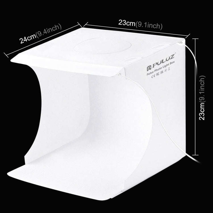 PULUZ 20cm Include 2 LED Panels Folding Portable 1100LM Light Photo Lighting Studio Shooting Tent Box Kit with 6 Colors Backdrops (Black, White, Yellow, Red, Green, Blue), Unfold Size: 24cm x 23cm x 23cm - British D'sire